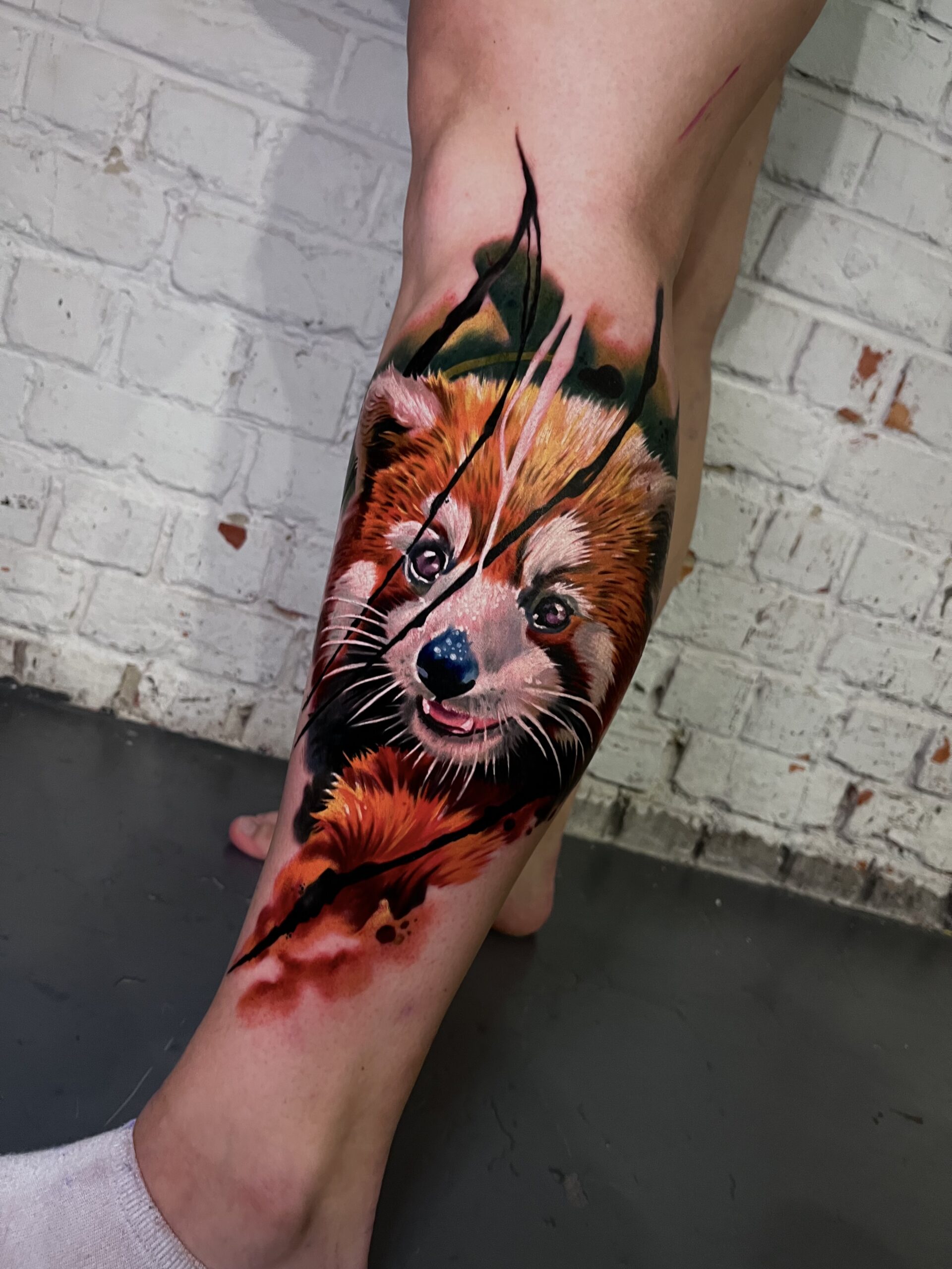 watercolor red panda tattoo